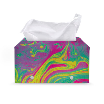 Psychedelic Formed Print Leather Tissue Box Cover