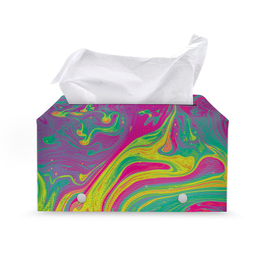 Psychedelic Formed Print Leather Tissue Box Cover