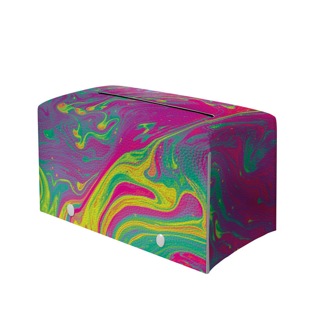 Psychedelic Formed Print Leather Tissue Box Cover