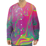 Psychedelic Formed Print Long Sleeve Baseball Jersey