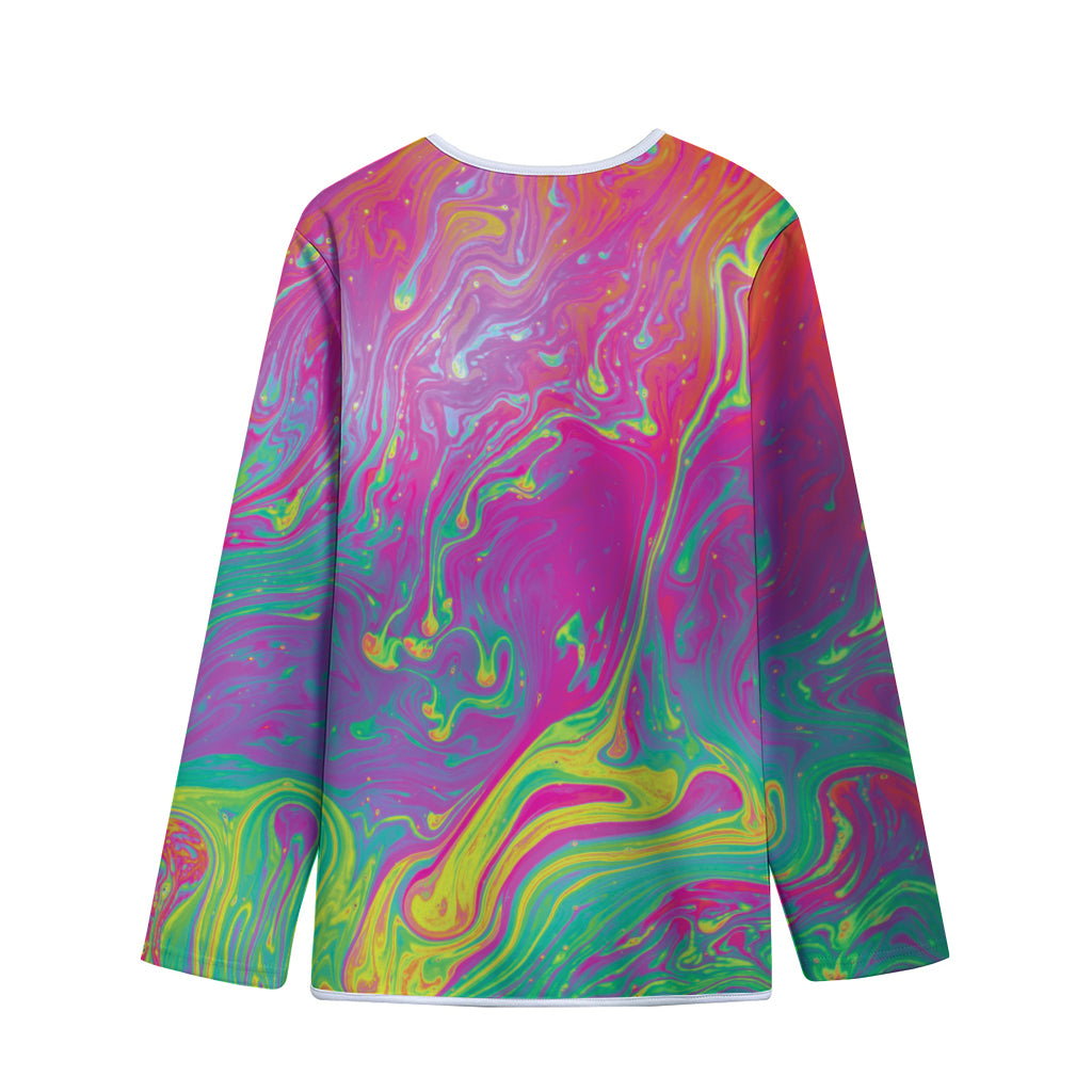Psychedelic Formed Print Long Sleeve Short Coat