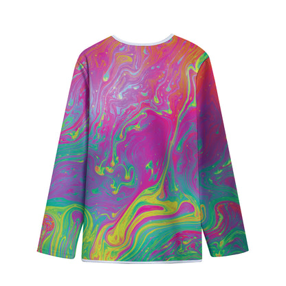 Psychedelic Formed Print Long Sleeve Short Coat
