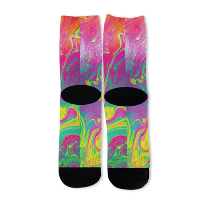 Psychedelic Formed Print Long Socks