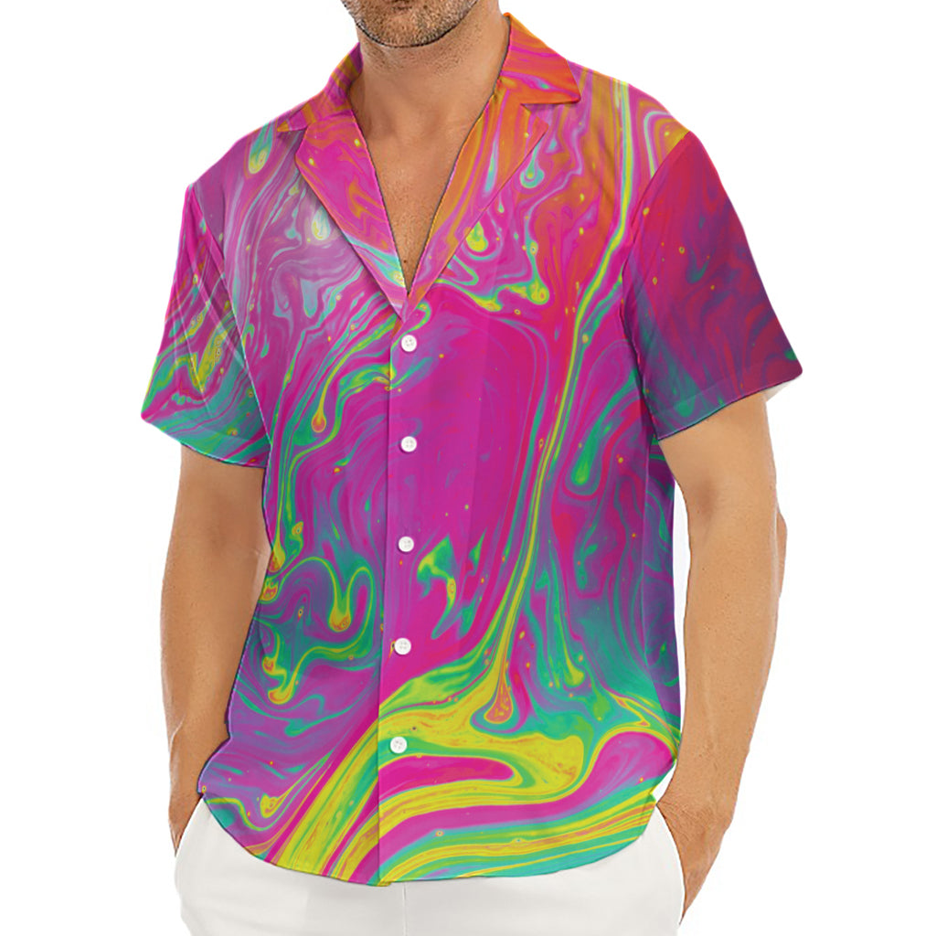 Psychedelic Formed Print Men's Deep V-Neck Shirt