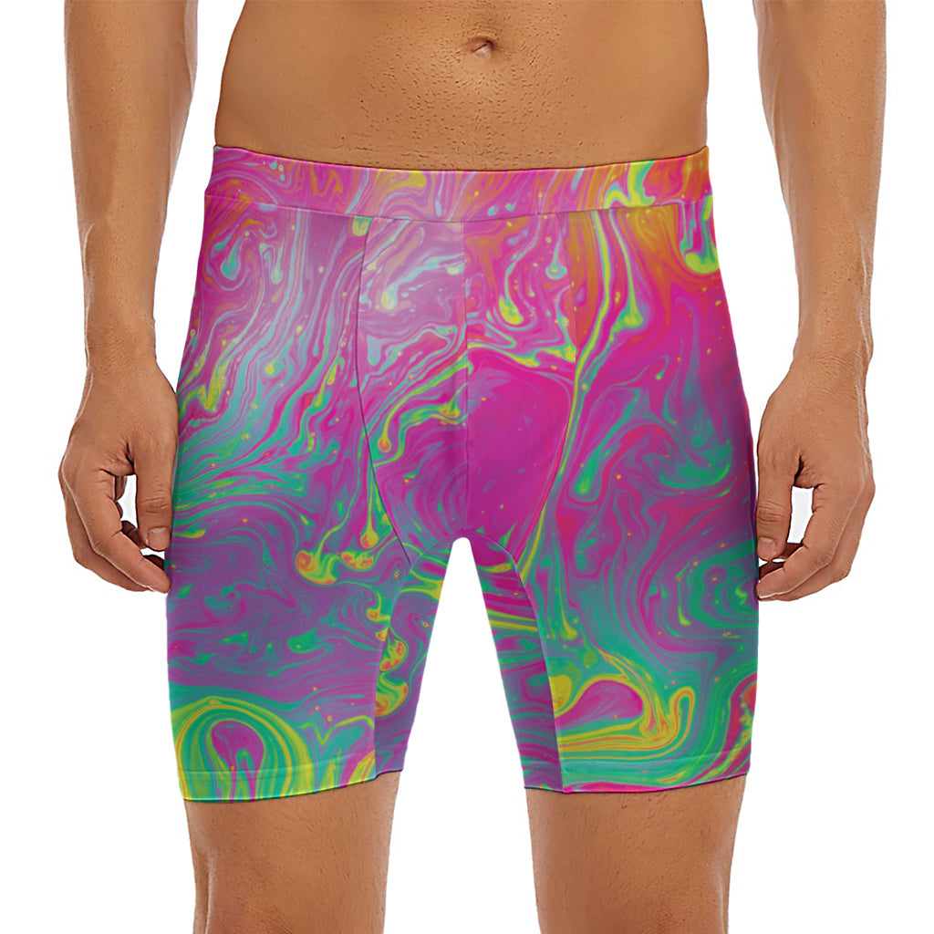Psychedelic Formed Print Men's Long Boxer Briefs