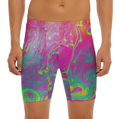 Psychedelic Formed Print Men's Long Boxer Briefs