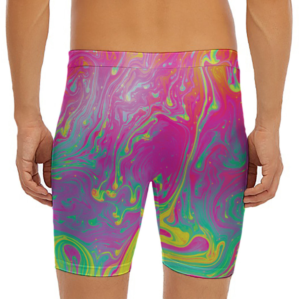 Psychedelic Formed Print Men's Long Boxer Briefs