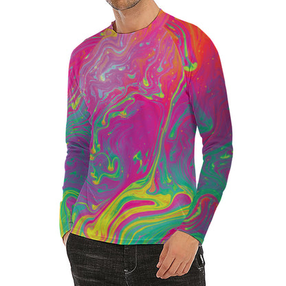 Psychedelic Formed Print Men's Long Sleeve Rash Guard