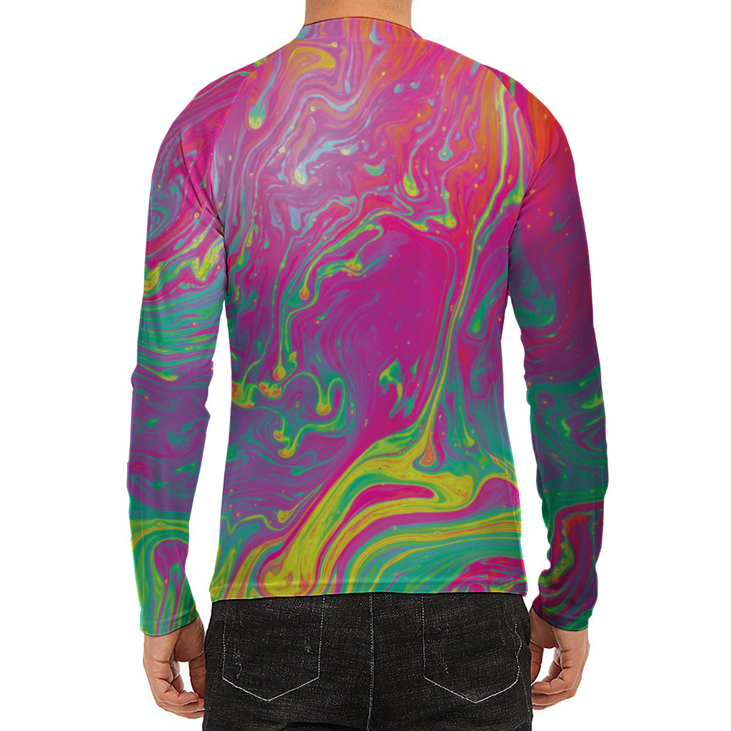 Psychedelic Formed Print Men's Long Sleeve Rash Guard