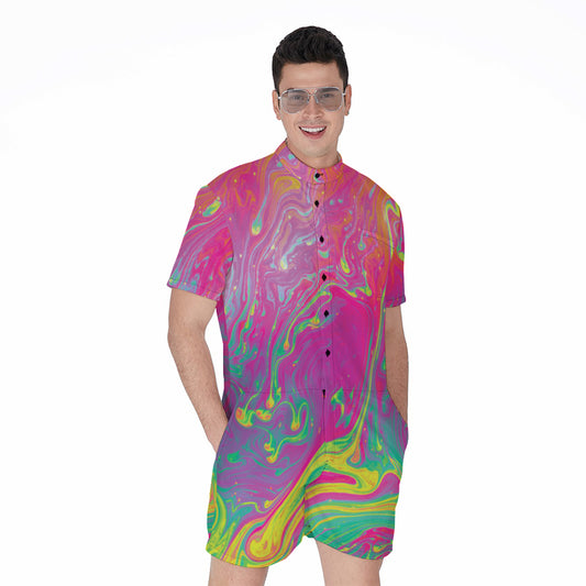 Psychedelic Formed Print Men's Rompers