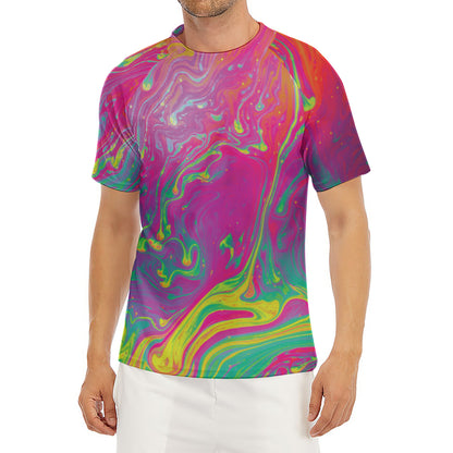 Psychedelic Formed Print Men's Short Sleeve Rash Guard