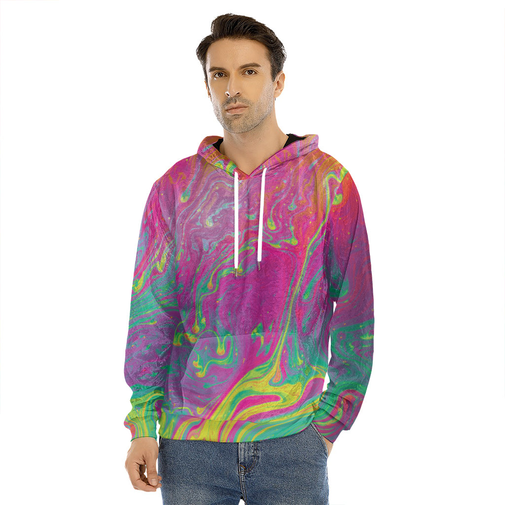 Psychedelic Formed Print Men's Velvet Pullover Hoodie
