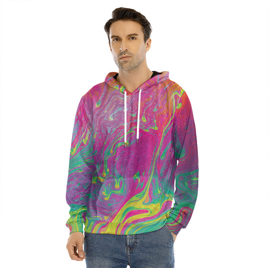 Psychedelic Formed Print Men's Velvet Pullover Hoodie