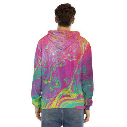 Psychedelic Formed Print Men's Velvet Pullover Hoodie