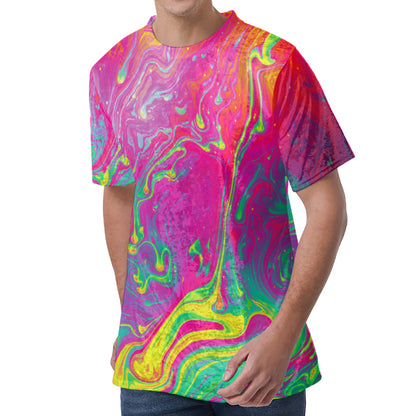 Psychedelic Formed Print Men's Velvet T-Shirt