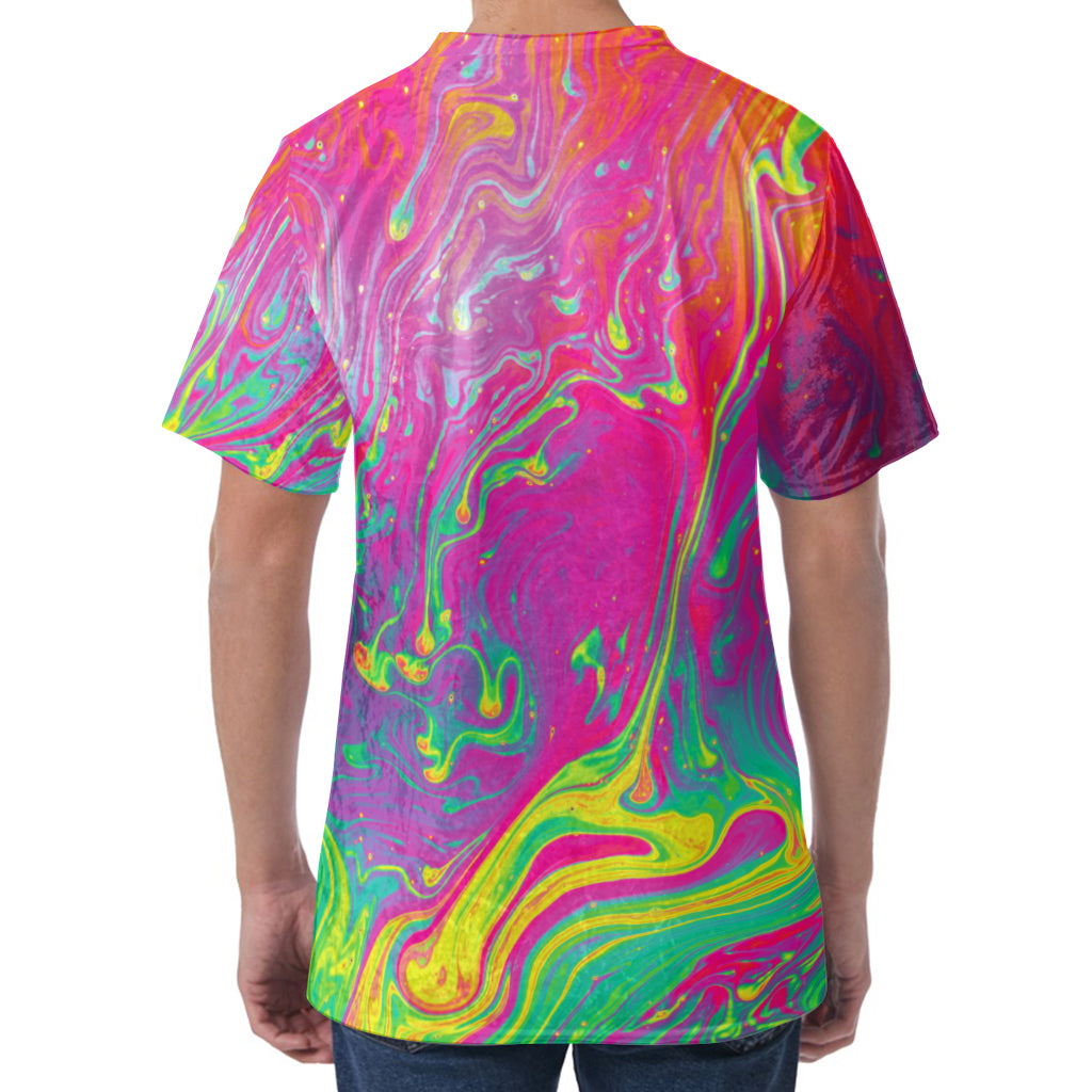 Psychedelic Formed Print Men's Velvet T-Shirt