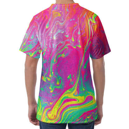 Psychedelic Formed Print Men's Velvet T-Shirt