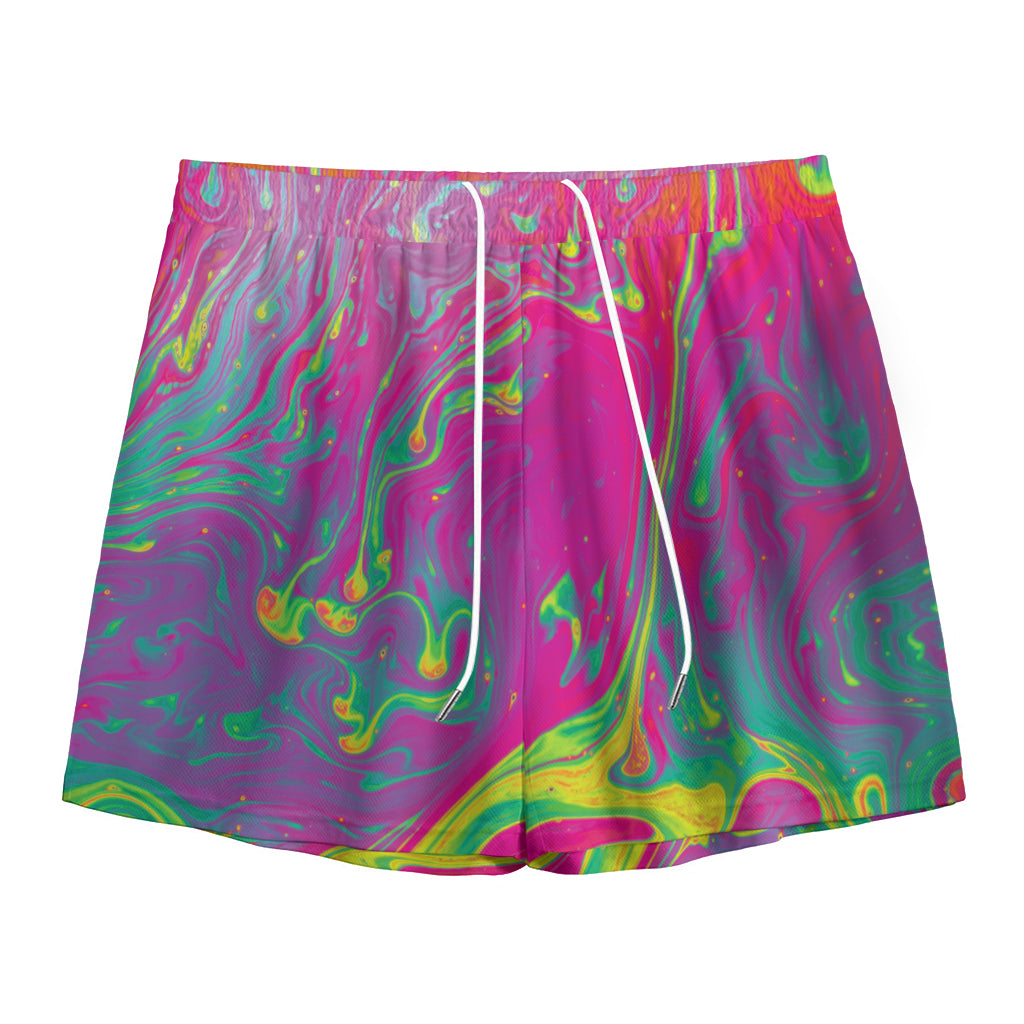 Psychedelic Formed Print Mesh Shorts