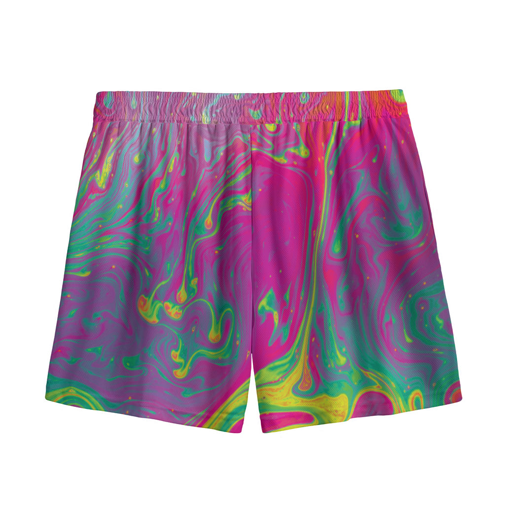 Psychedelic Formed Print Mesh Shorts