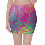 Psychedelic Formed Print Pencil Mini Skirt