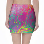 Psychedelic Formed Print Pencil Mini Skirt