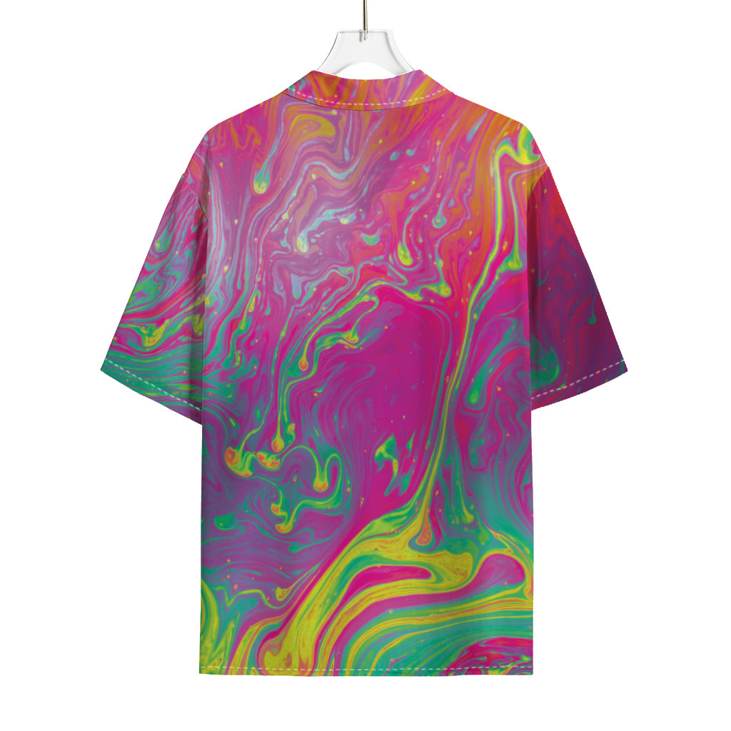 Psychedelic Formed Print Rayon Hawaiian Shirt