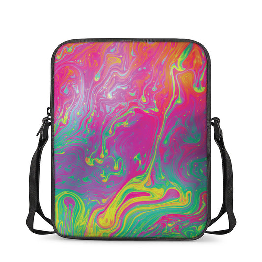 Psychedelic Formed Print Rectangular Crossbody Bag
