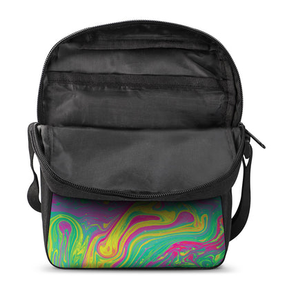 Psychedelic Formed Print Rectangular Crossbody Bag