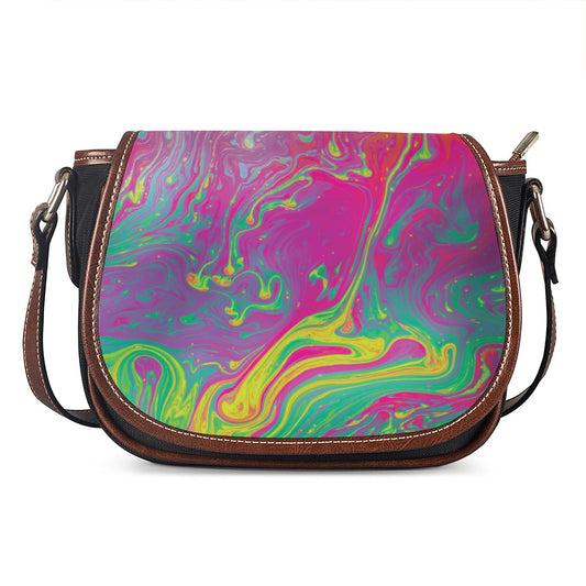 Psychedelic Formed Print Saddle Bag