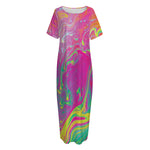 Psychedelic Formed Print Short Sleeve Long Nightdress