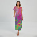 Psychedelic Formed Print Short Sleeve Maxi Dress