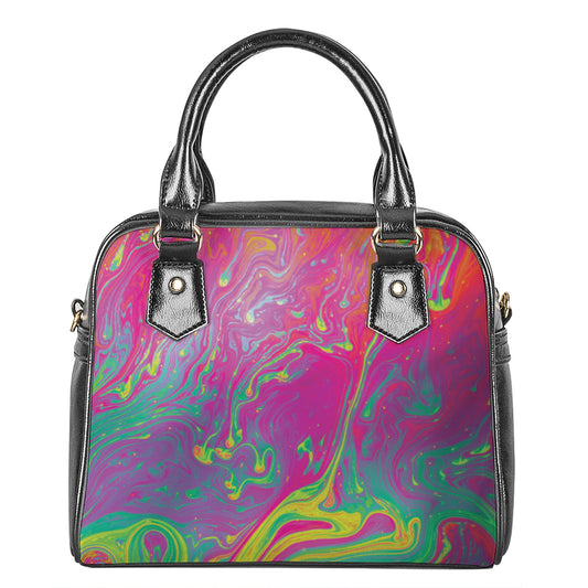Psychedelic Formed Print Shoulder Handbag