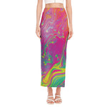 Psychedelic Formed Print Side Slit Maxi Skirt