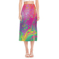 Psychedelic Formed Print Side Slit Midi Skirt