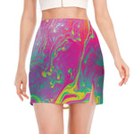 Psychedelic Formed Print Side Slit Mini Skirt