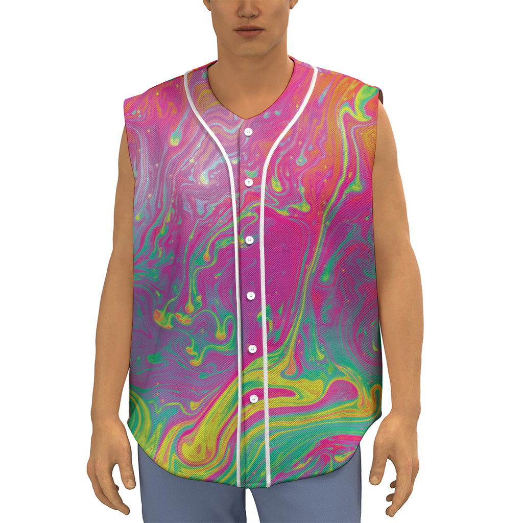 Psychedelic Formed Print Sleeveless Baseball Jersey