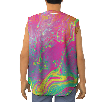 Psychedelic Formed Print Sleeveless Baseball Jersey