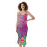 Psychedelic Formed Print Slim Fit Midi Cami Dress
