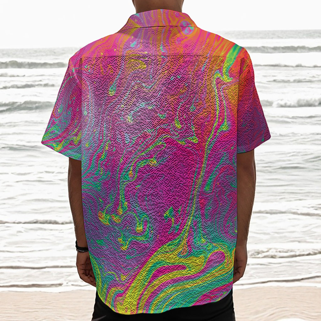 Psychedelic Formed Print Textured Short Sleeve Shirt