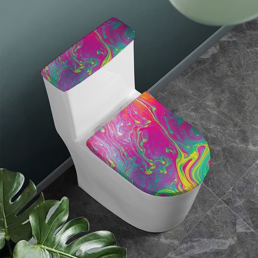 Psychedelic Formed Print Toilet Lid And Tank Cover Set