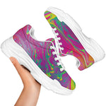 Psychedelic Formed Print White Chunky Shoes
