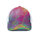 Psychedelic Formed Print White Mesh Trucker Cap