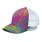 Psychedelic Formed Print White Mesh Trucker Cap