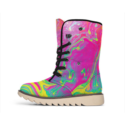 Psychedelic Formed Print Winter Boots