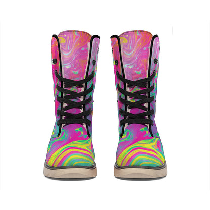 Psychedelic Formed Print Winter Boots