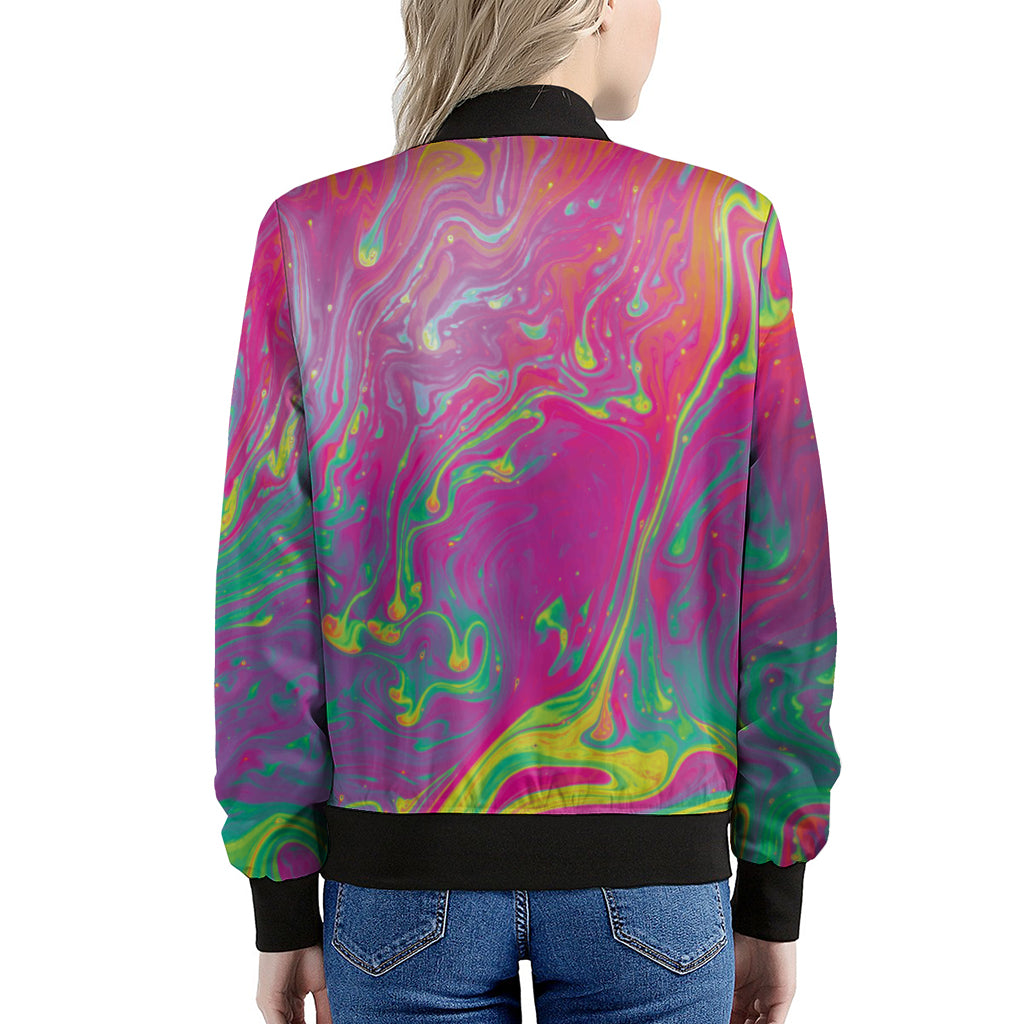 Psychedelic Formed Print Women's Bomber Jacket