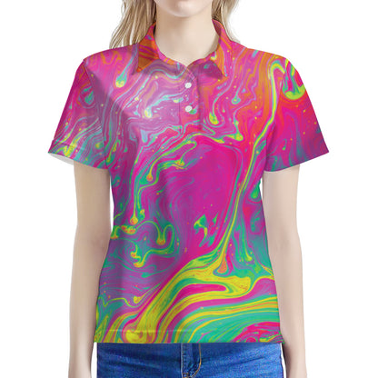 Psychedelic Formed Print Women's Polo Shirt