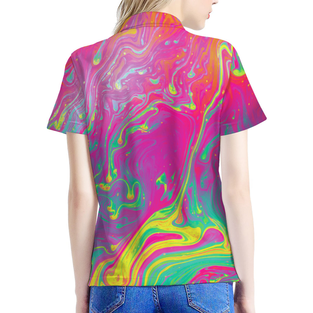 Psychedelic Formed Print Women's Polo Shirt