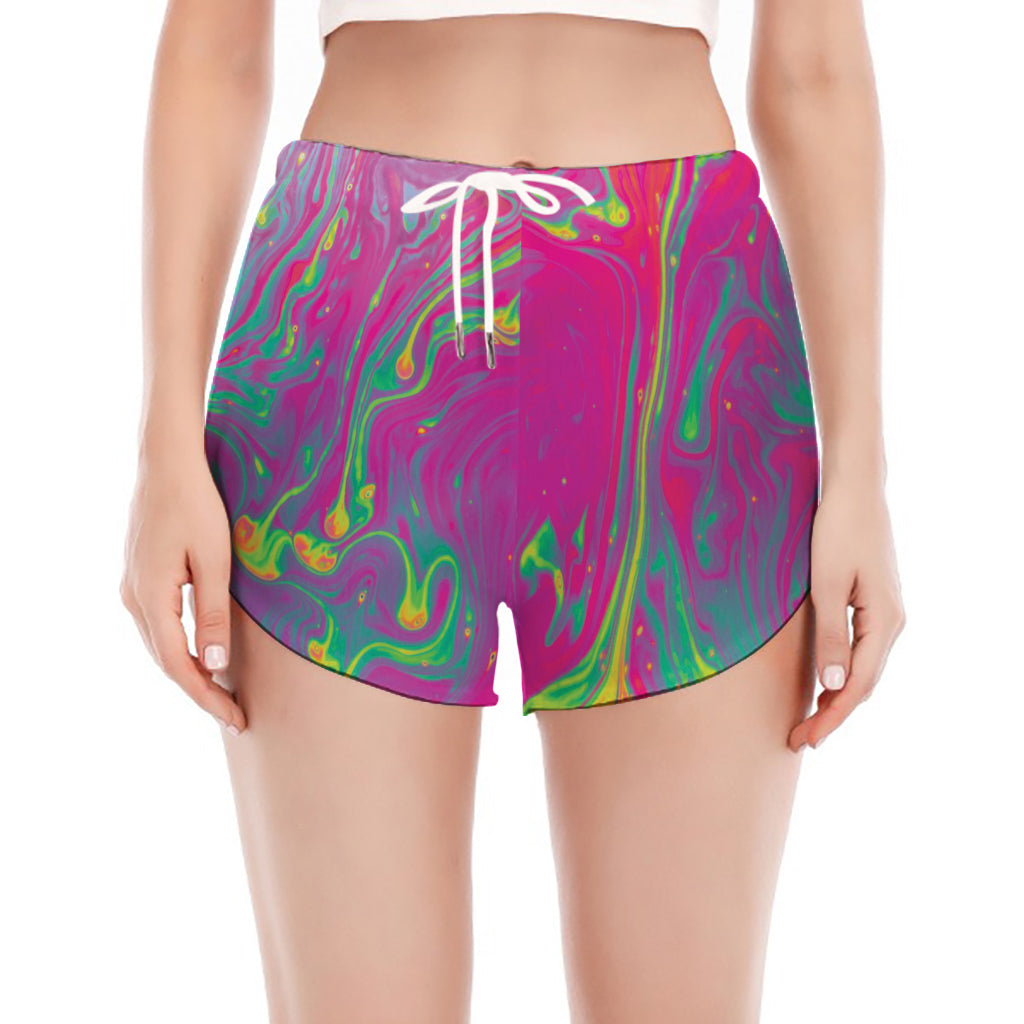 Psychedelic Formed Print Women's Split Running Shorts