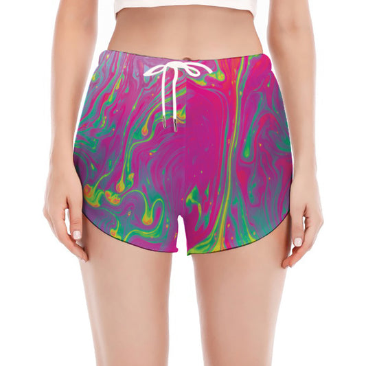 Psychedelic Formed Print Women's Split Running Shorts